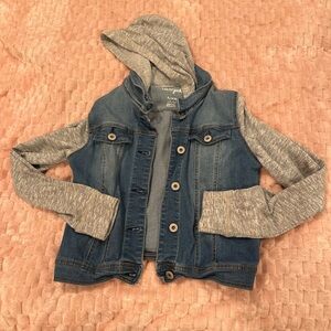 Cat & Jack Blue Denim Jacket with Gray Sleeves